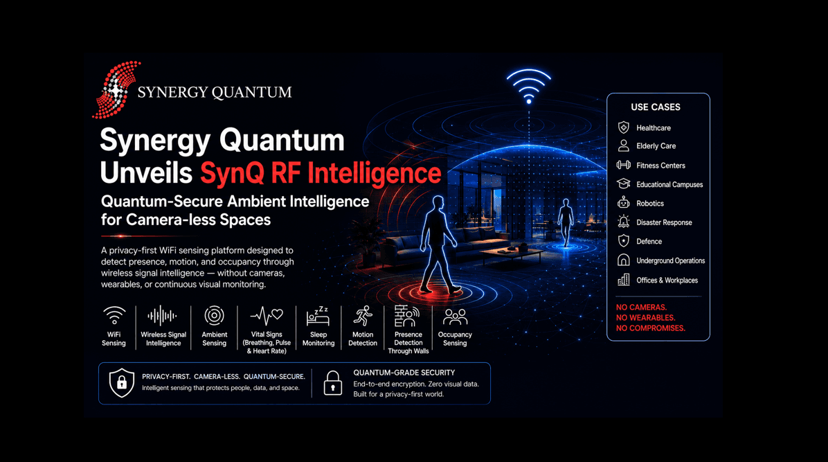 Synergy Quantum Unveils SynQ RF Intelligence for Camera-Free Occupancy Monitoring and Quantum-Secure Ambient Sensing